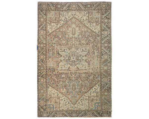 10x13 Vintage Heriz Brown Persian Style Hand Knotted Wool Area Rug